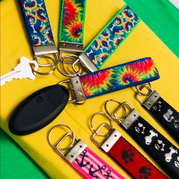 Keyfob, tie dye, asst styles/colors, 4”length - Picture 6 of 8